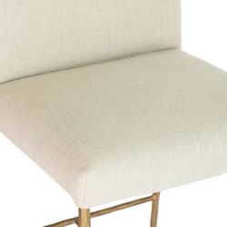 Heston Brass Kitchen Stool with Back - Natural Linen