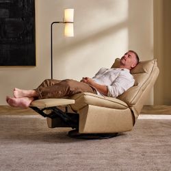 Lusitano Recliner Chair - Cappuccino Cream Leather - OUTLET NSW