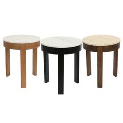 Oliver Marble Side Table - Large Oak - OUTLET NSW