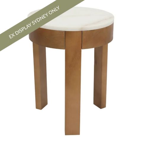 Oliver Marble Side Table - Large Oak - OUTLET NSW
