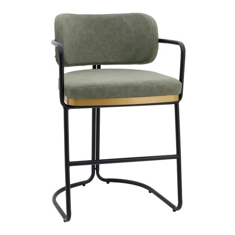 Charly Kitchen Stool &ndash; Olive Green Vegan Leather
