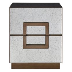 Mira Mirrored Bedside Table - Antique Bronze