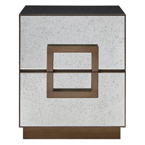 Mira Mirrored Bedside Table - Antique Bronze