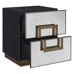 Mira Mirrored Bedside Table - Antique Bronze