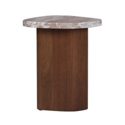 Solstice River Brown Marble Side Table - Walnut
