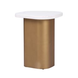 Solstice White Marble Side Table - Antique Gold