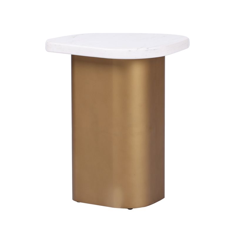 Solstice White Marble Side Table - Antique Gold