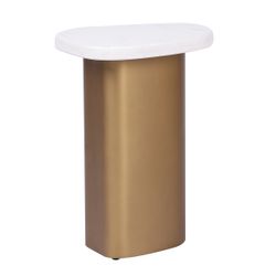 Solstice White Marble Side Table - Antique Gold