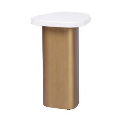Solstice White Marble Side Table - Antique Gold