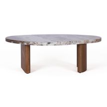 Solstice River Brown Marble Coffee Table - Small Walnut