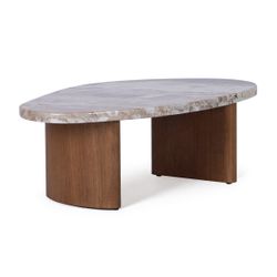 Solstice River Brown Marble Coffee Table - Small Walnut