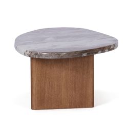 Solstice River Brown Marble Coffee Table - Small Walnut
