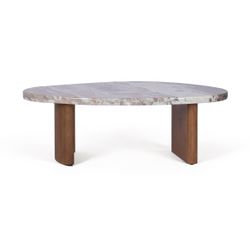 Solstice River Brown Marble Coffee Table - Small Walnut
