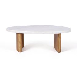 Solstice Ivory Cloud Marble Coffee Table - Small Oak