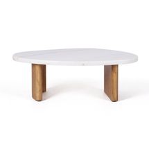 Solstice Ivory Cloud Marble Coffee Table - Small Oak