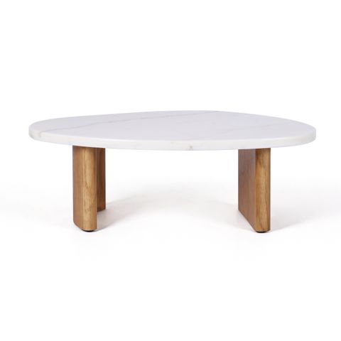 Solstice Ivory Cloud Marble Coffee Table - Small Oak