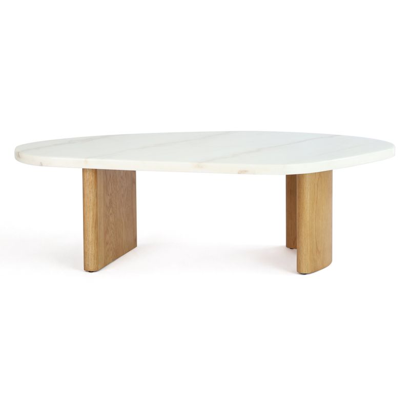 Solstice Ivory Cloud Marble Coffee Table - Large Oak