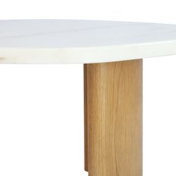 Solstice Ivory Cloud Marble Coffee Table - Large Oak