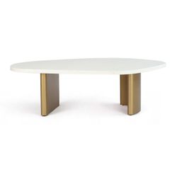 Solstice White Marble Coffee Table - Large Antique Gold