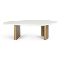 Solstice White Marble Coffee Table - Large Antique Gold