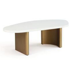 Solstice White Marble Coffee Table - Large Antique Gold