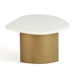 Solstice White Marble Coffee Table - Large Antique Gold