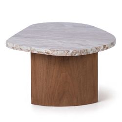 Solstice River Brown Marble Coffee Table - Large Walnut