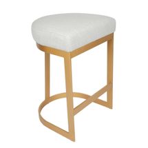 Brooke Brass Kitchen Stool - Natural Linen - OUTLET NSW