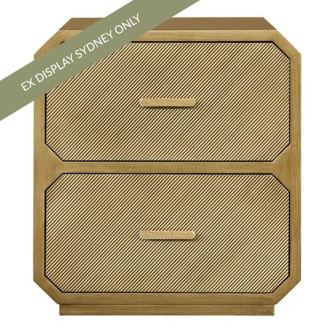 Anderson 2 Drawer Bedside Table - Antique Gold - OUTLET NSW