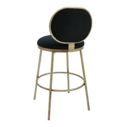 Eliza Swivel Kitchen Stool - Black Linen