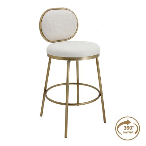 Eliza Swivel Kitchen Stool - Natural Linen