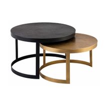 Prescott Nesting Coffee Tables - Black Bronze and Antique Brass - OUTLET NSW