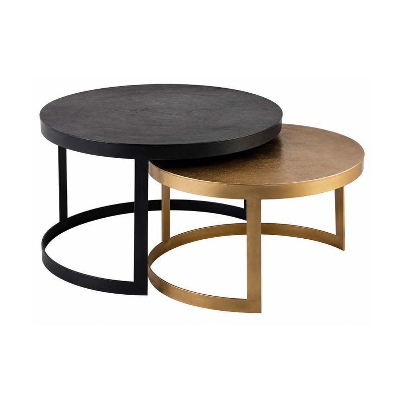 Prescott Nesting Coffee Tables - Black Bronze and Antique Brass - OUTLET NSW