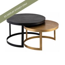 Prescott Nesting Coffee Tables - Black Bronze and Antique Brass - OUTLET NSW