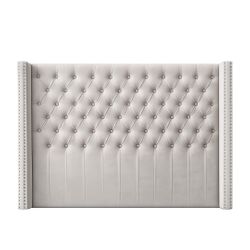 Salamanca Queen Bedhead & Frame - White Velvet - OUTLET NSW