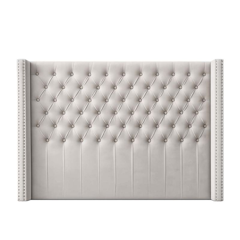 Salamanca Queen Bedhead & Frame - White Velvet - OUTLET NSW
