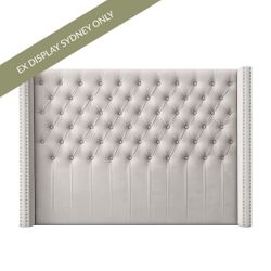 Salamanca Queen Bedhead & Frame - White Velvet - OUTLET NSW