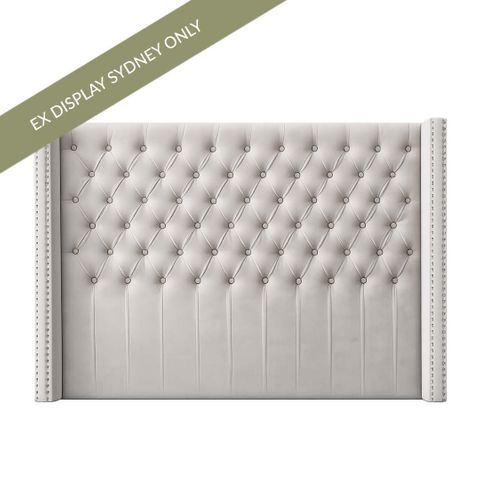 Salamanca Queen Bedhead & Frame - White Velvet - OUTLET NSW