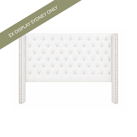 Salamanca Queen Bedhead - White Velvet - OUTLET NSW
