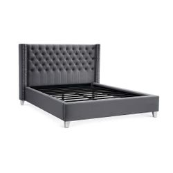 Salamanca Queen Bedhead & Frame - Grey Velvet - OUTLET NSW