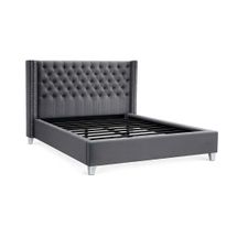 Salamanca Queen Bedhead & Frame - Grey Velvet - OUTLET NSW