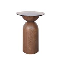 Caden Glass Side Table - Walnut - OUTLET NSW