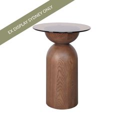Caden Glass Side Table - Walnut - OUTLET NSW