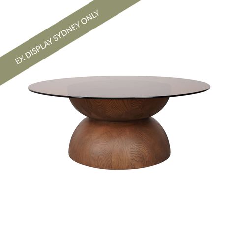 Caden Glass Coffee Table - Medium Walnut - OUTLET NSW