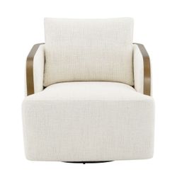 Compton Swivel Arm Chair - Brass/Ivory
