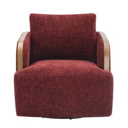 Compton Swivel Arm Chair - Brass/Burgundy Chenille