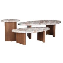 Solstice River Brown Marble Tables Set of 3 - Walnut