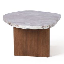 Solstice River Brown Marble Tables Set of 3 - Walnut