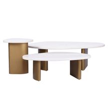 Solstice White Marble Tables Set of 3 - Antique Gold