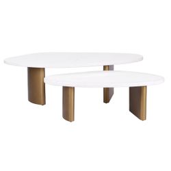 Solstice White Marble Tables Set of 3 - Antique Gold